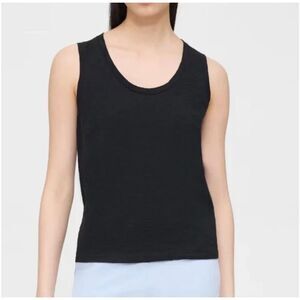 Theory Easy Tank Sea Slub Tank Top, Black, Medium